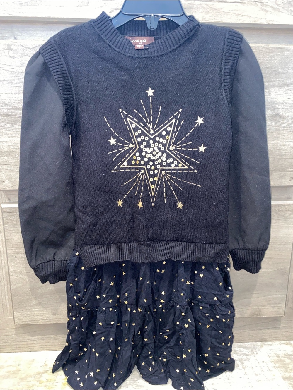 Imoga Black Dress with Gold Star Motif